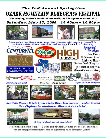 Ozark Mountain Bluegrass Festival Sponsors May 17, 2008