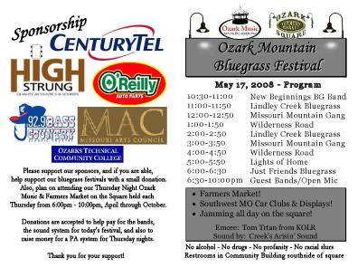 Ozark Mountain Bluegrass Festival Program in b&w pdf 384kb